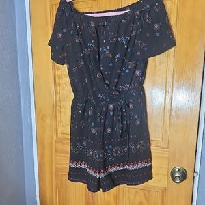 Monteau Black Floral Off-Shoulder Romper